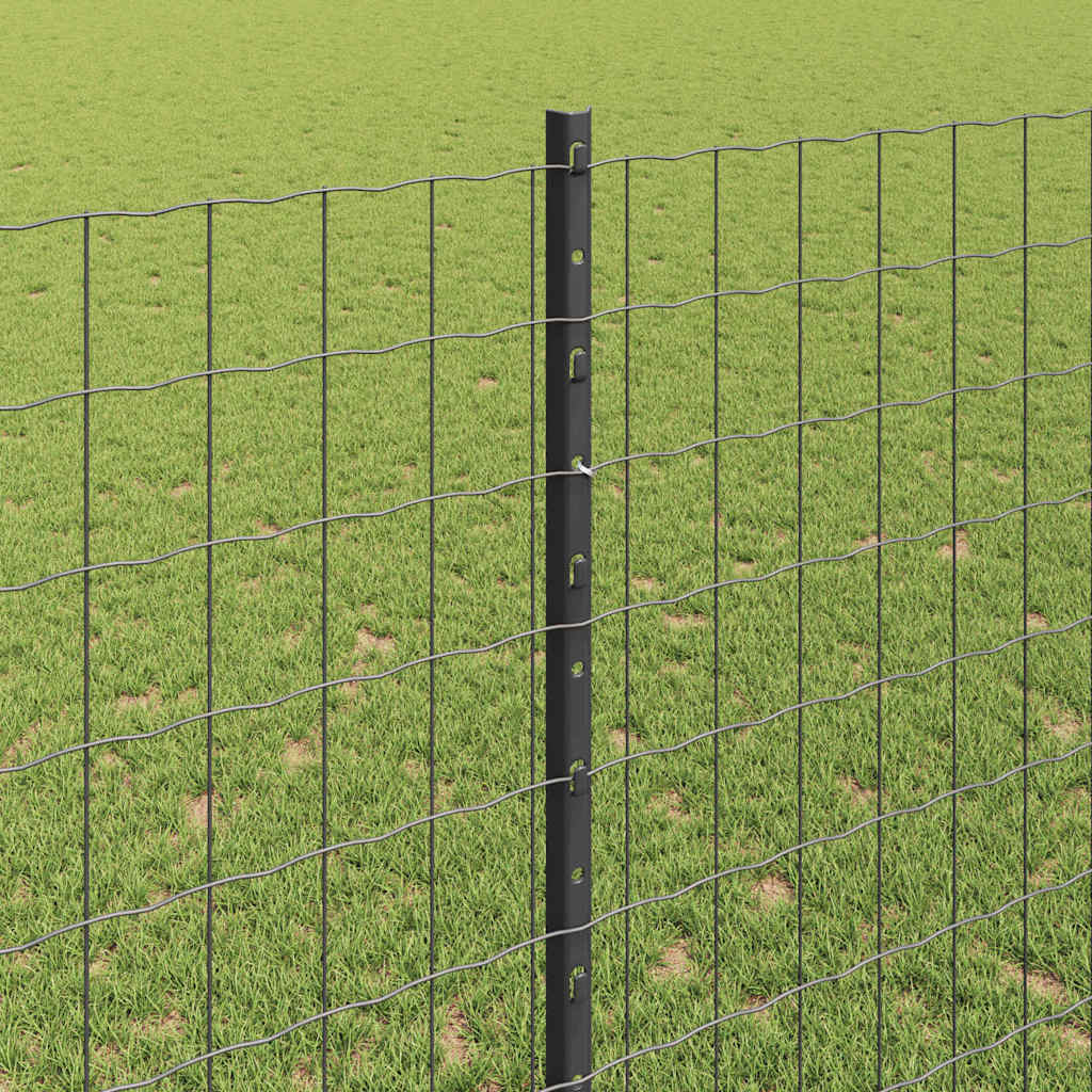 vidaXL Zaun mit Pfosten Grau 1,4 x 10 m Stahl und PVC