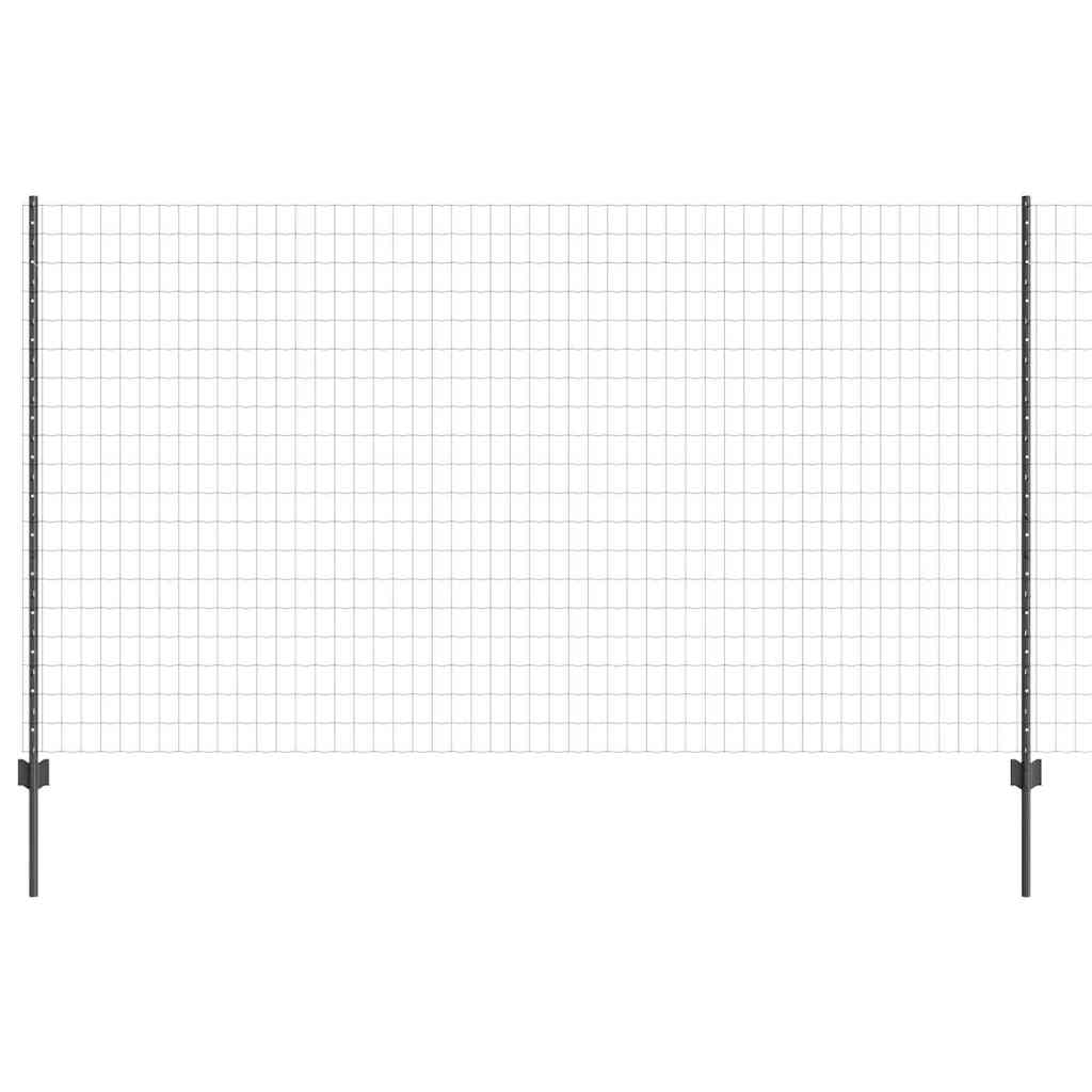 vidaXL Zaun mit Pfosten Grau 1,4 x 10 m Stahl und PVC