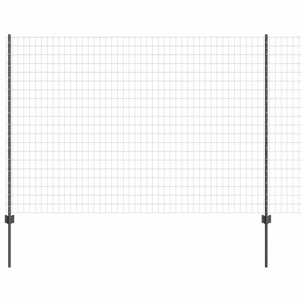 vidaXL Clôture avec poteaux gris 1,5 x 10 m Acier et PVC