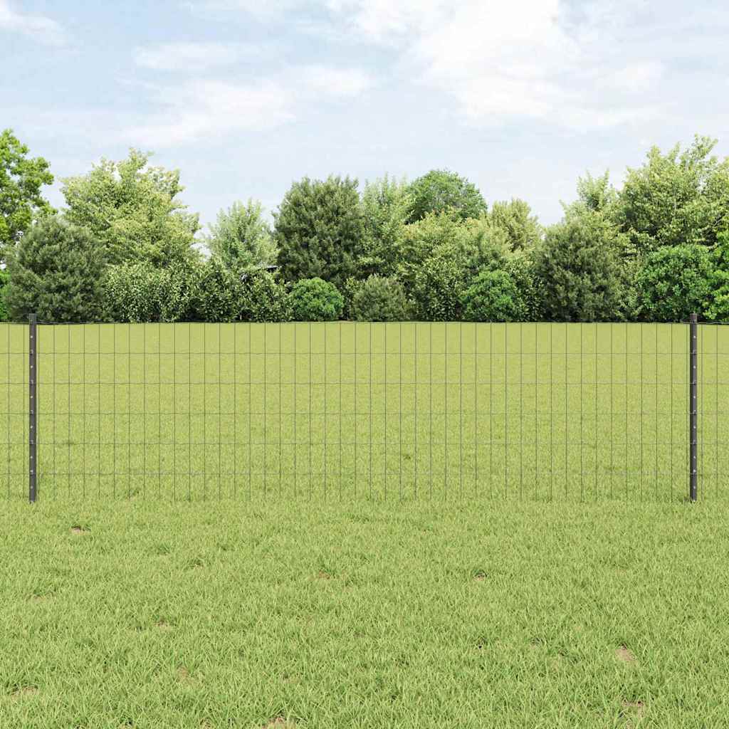vidaXL Zaun mit Pfosten Grau 0,6 x 10 m Stahl und PVC