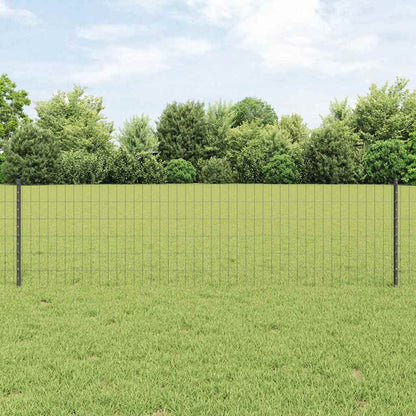 vidaXL Zaun mit Pfosten Grau 0,6 x 10 m Stahl und PVC