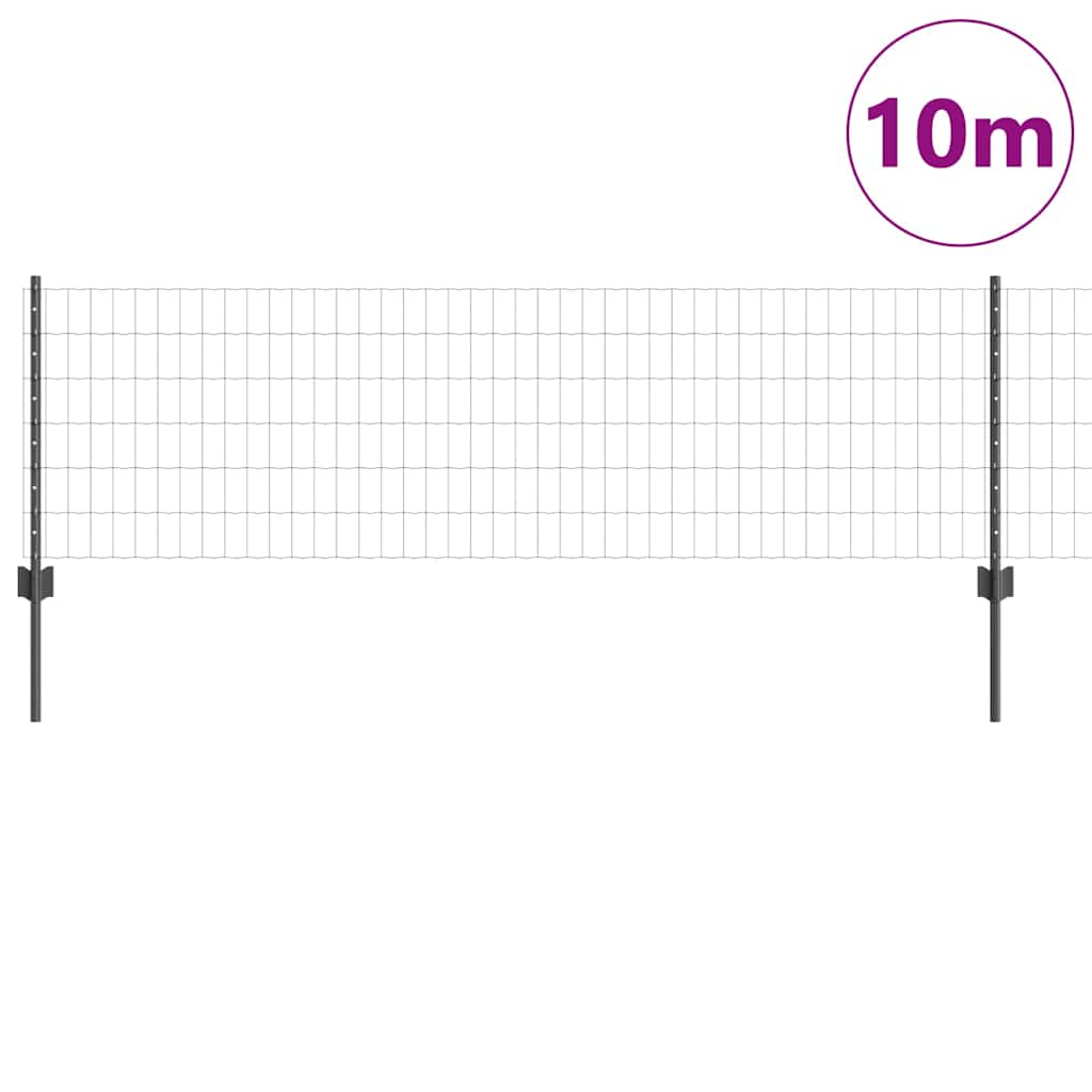 vidaXL Zaun mit Pfosten Grau 0,6 x 10 m Stahl und PVC