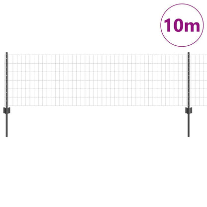 vidaXL Zaun mit Pfosten Grau 0,6 x 10 m Stahl und PVC