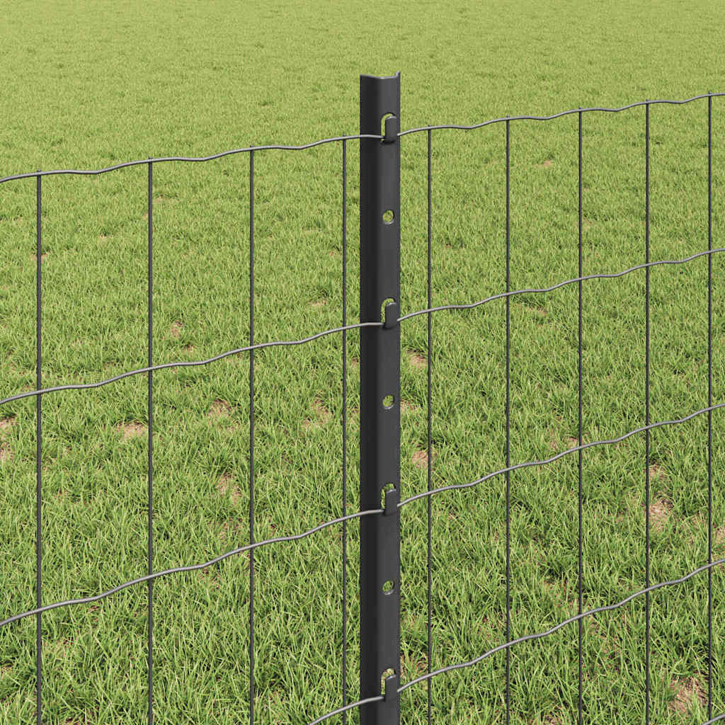 vidaXL Zaun mit Pfosten Grau 0,8 x 10 m Stahl und PVC