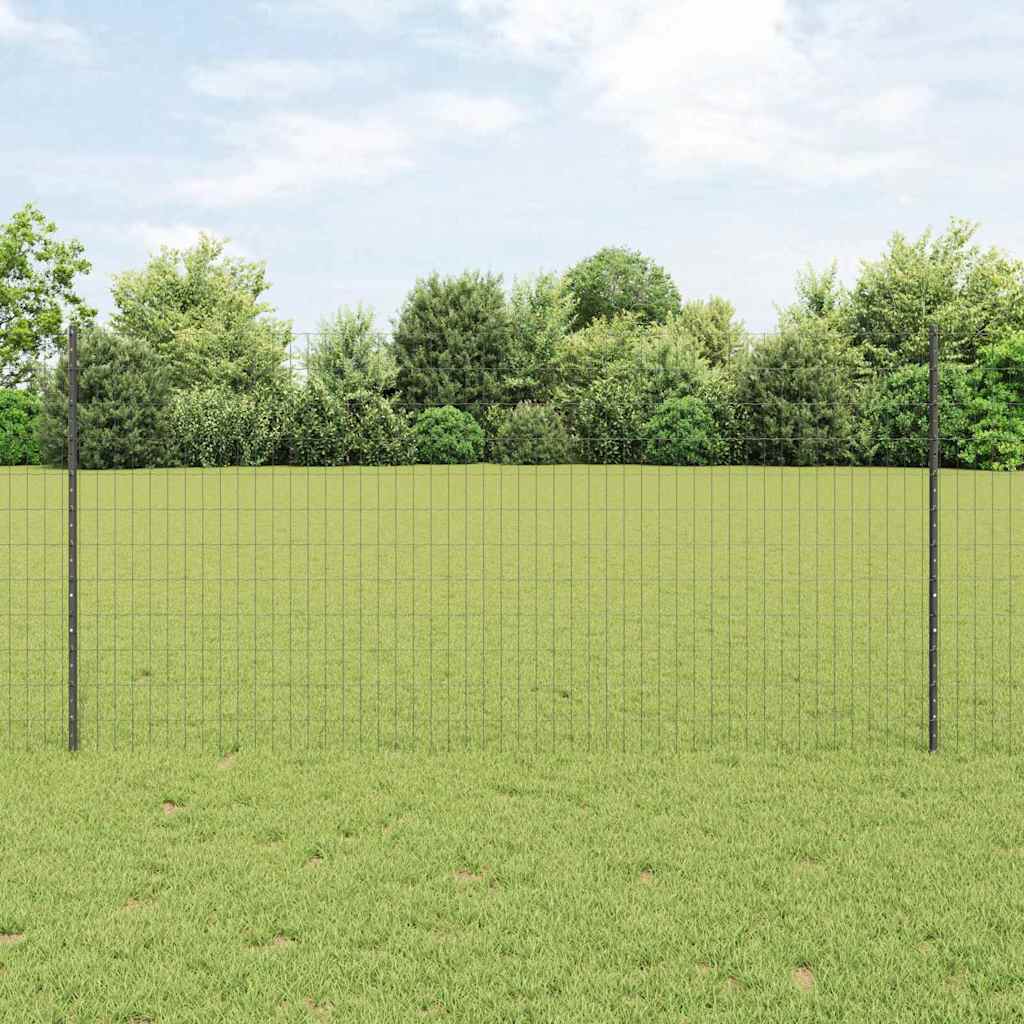 vidaXL Zaun mit Pfosten Grau 1,2 x 10 m Stahl und PVC