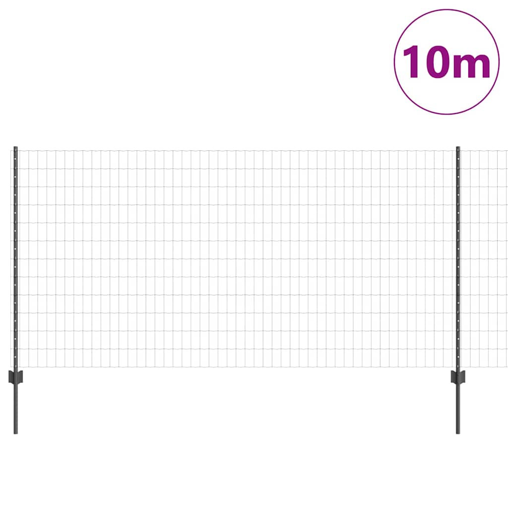 vidaXL Zaun mit Pfosten Grau 1,2 x 10 m Stahl und PVC