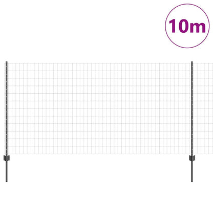 vidaXL Zaun mit Pfosten Grau 1,2 x 10 m Stahl und PVC