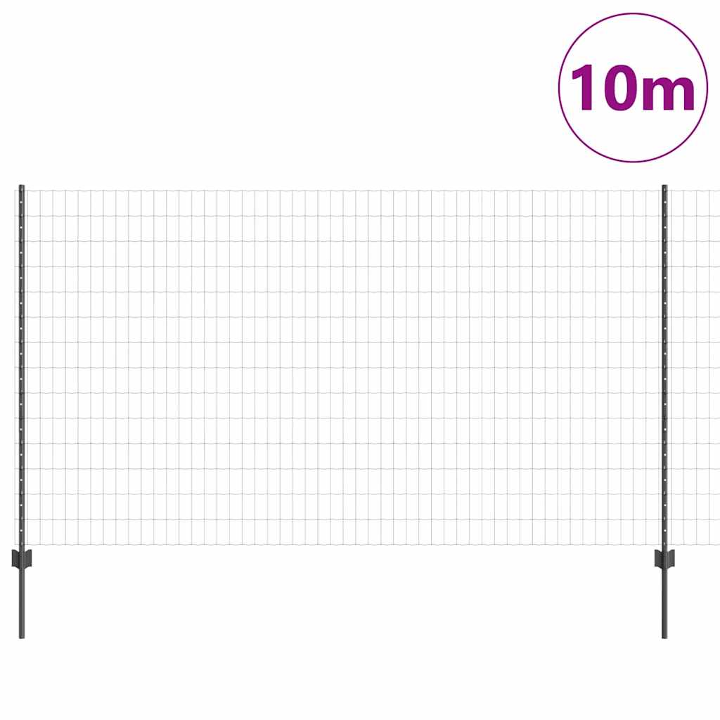 vidaXL Zaun mit Pfosten Grau 1,4 x 10 m Stahl und PVC