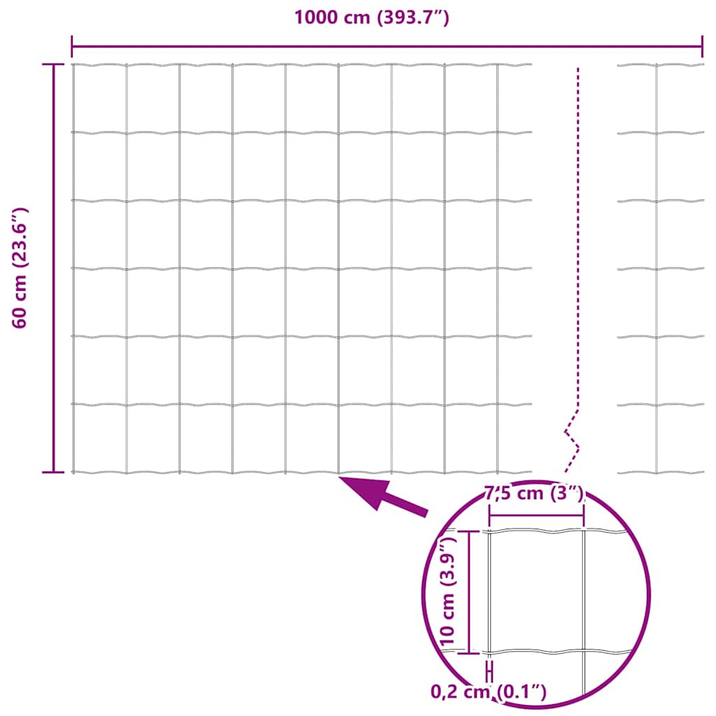 vidaXL Zaun mit Pfosten Grau 0,6 x 10 m Stahl und PVC