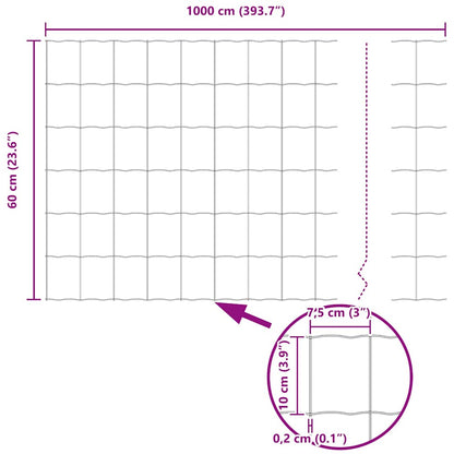 vidaXL Zaun mit Pfosten Grau 0,6 x 10 m Stahl und PVC