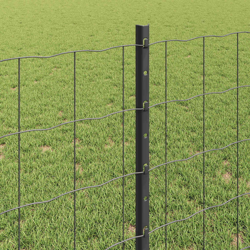 vidaXL Zaun mit Pfosten Grau 0,8 x 10 m Stahl und PVC