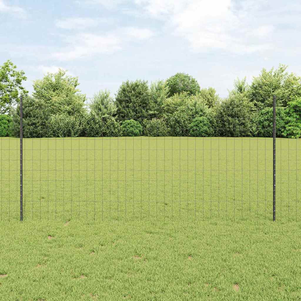 vidaXL Zaun mit Pfosten Grau 1,2 x 10 m Stahl und PVC