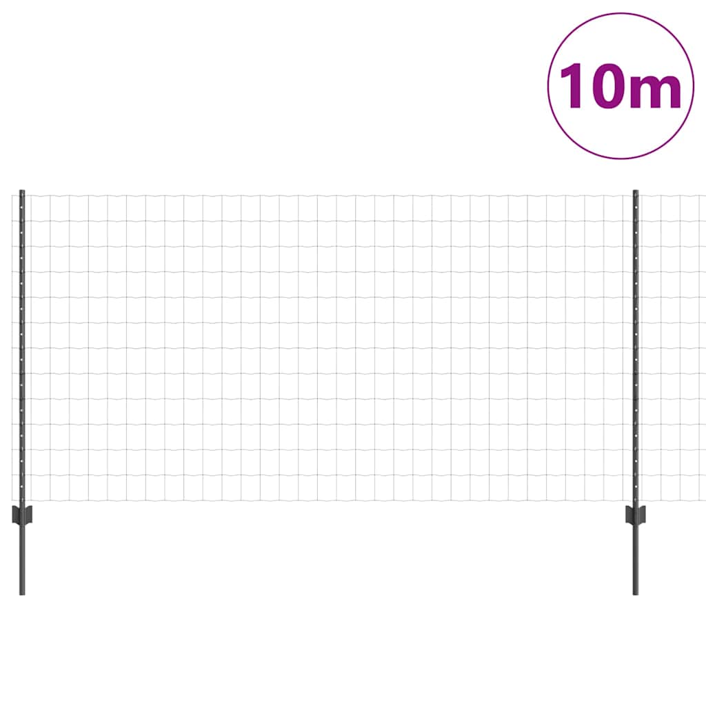 vidaXL Zaun mit Pfosten Grau 1,2 x 10 m Stahl und PVC