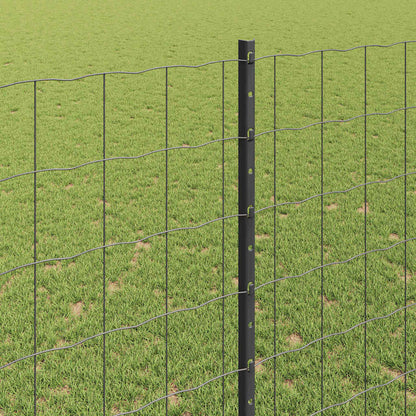 vidaXL Zaun mit Pfosten Grau 1,4 x 10 m Stahl und PVC