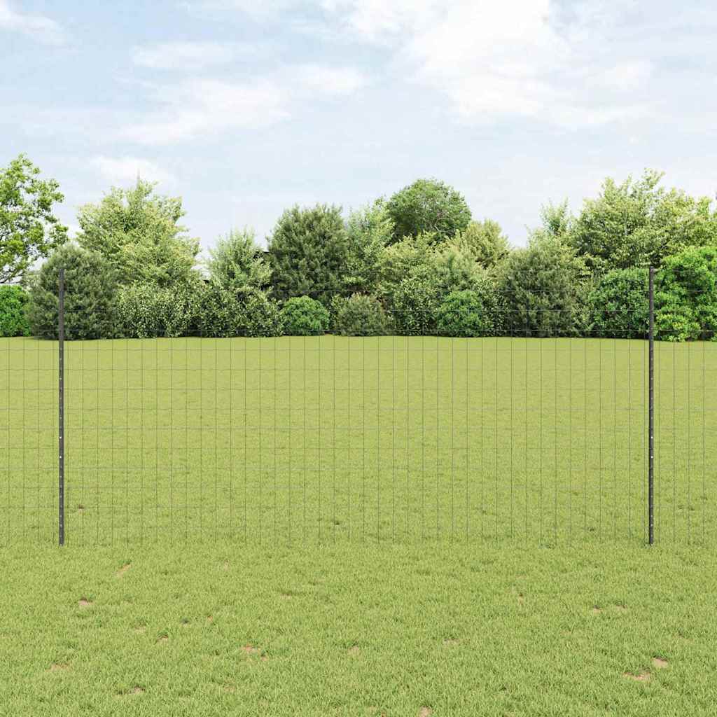 vidaXL Zaun mit Pfosten Grau 1,4 x 10 m Stahl und PVC