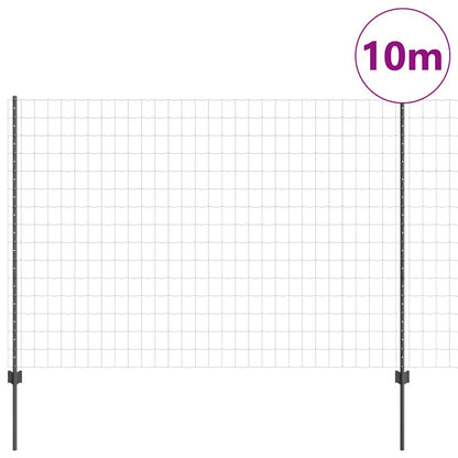 vidaXL Zaun mit Pfosten Grau 1,5 x 10 m Stahl und PVC
