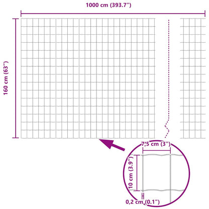 vidaXL Clôture avec poteaux Gris 1,6 x 10 m Acier et PVC