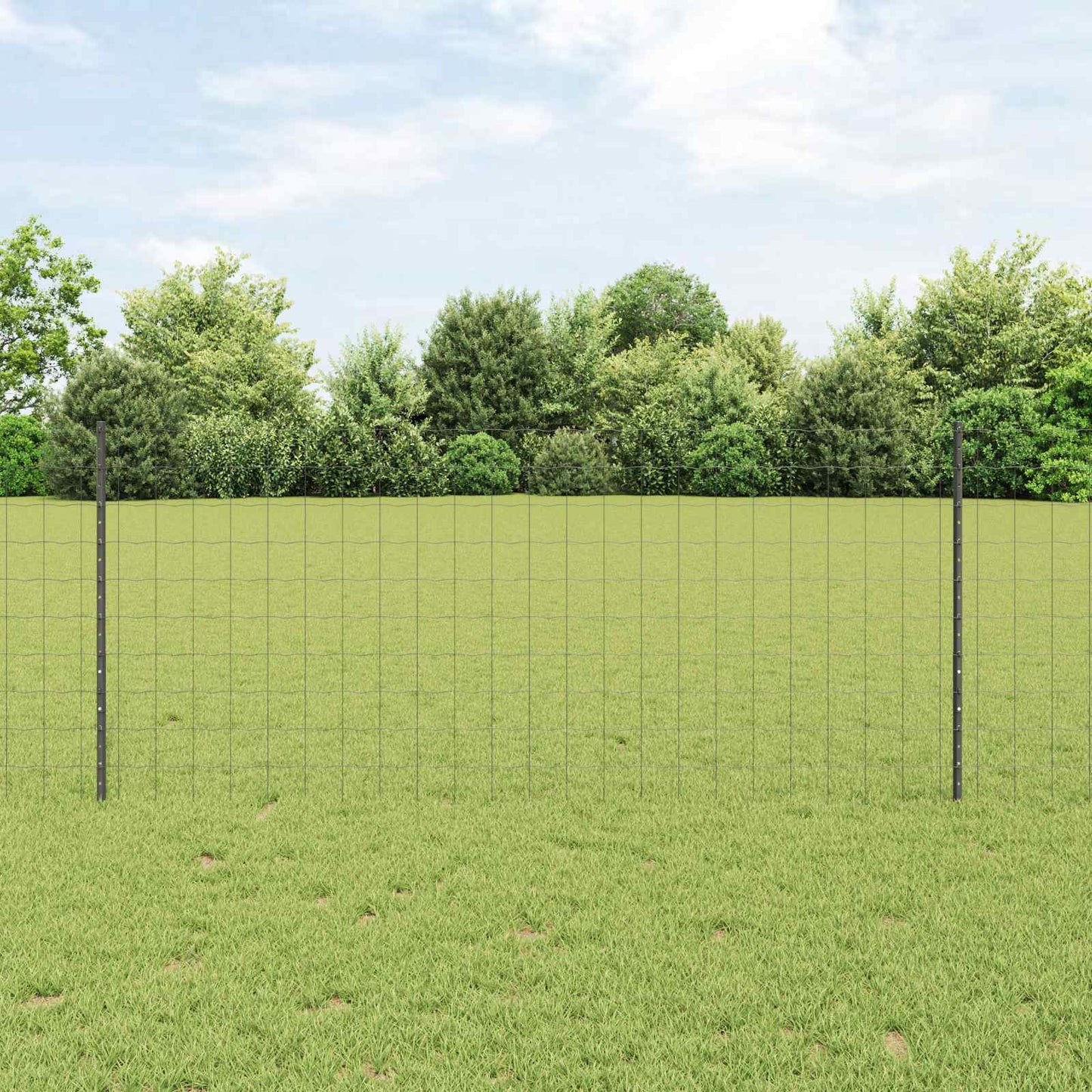 vidaXL Clôture avec poteaux Gris 1 x 10 m Acier