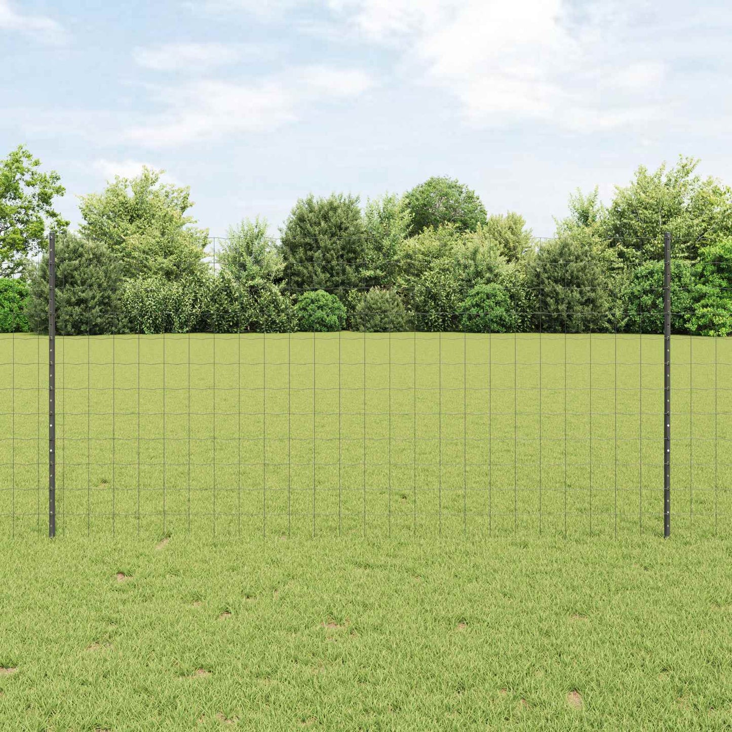 vidaXL Zaun mit Pfosten Grau 1,2 x 10 m Stahl