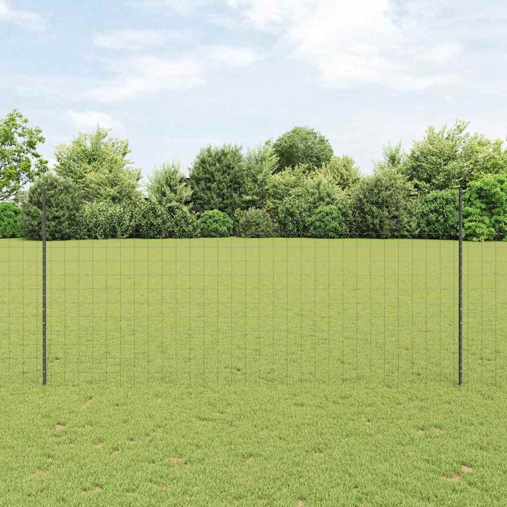 vidaXL Clôture avec poteaux Gris 1,4 x 10 m Acier et PVC