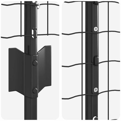 vidaXL Zaun mit Pfosten Grau 1,6 x 10 m Stahl und PVC