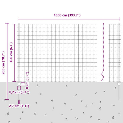 vidaXL Zaun mit Pfosten Grau 1,6 x 10 m Stahl und PVC