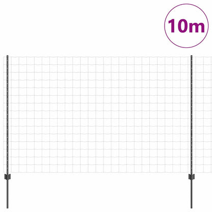vidaXL Zaun mit Pfosten Grau 1,6 x 10 m Stahl und PVC