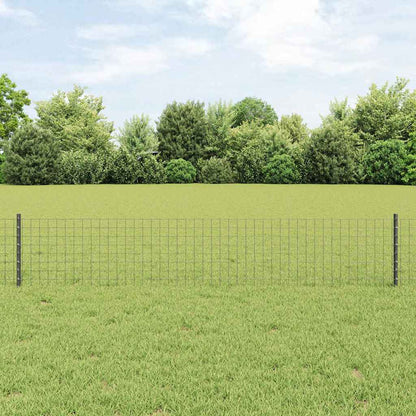 vidaXL Zaun mit Pfosten Grau 0,4 x 25 m Stahl und PVC