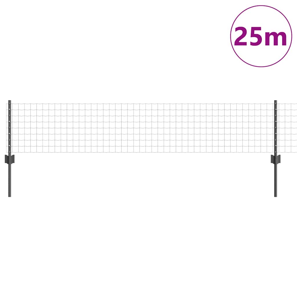 vidaXL Zaun mit Pfosten Grau 0,4 x 25 m Stahl und PVC