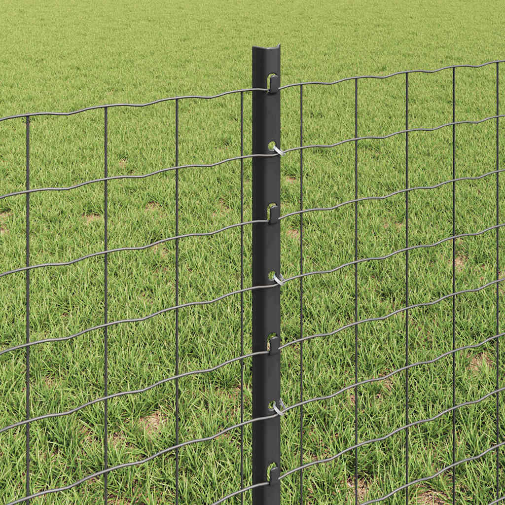 vidaXL Zaun mit Pfosten Grau 0,6 x 25 m Stahl und PVC