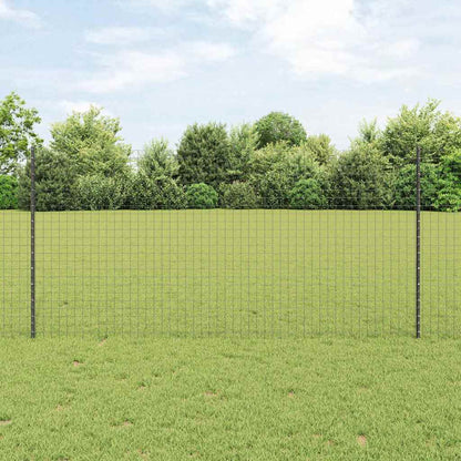 Zaun mit Pfosten Grau 1,2 x 25 m Stahl und PVC