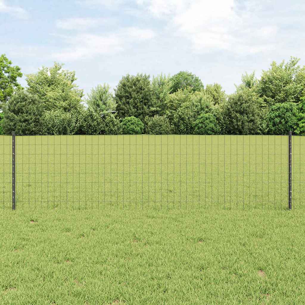 vidaXL Zaun mit Pfosten Grau 0,6 x 25 m Stahl und PVC
