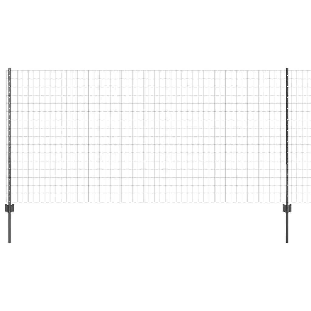 Zaun mit Pfosten Grau 1,2 x 25 m Stahl und PVC