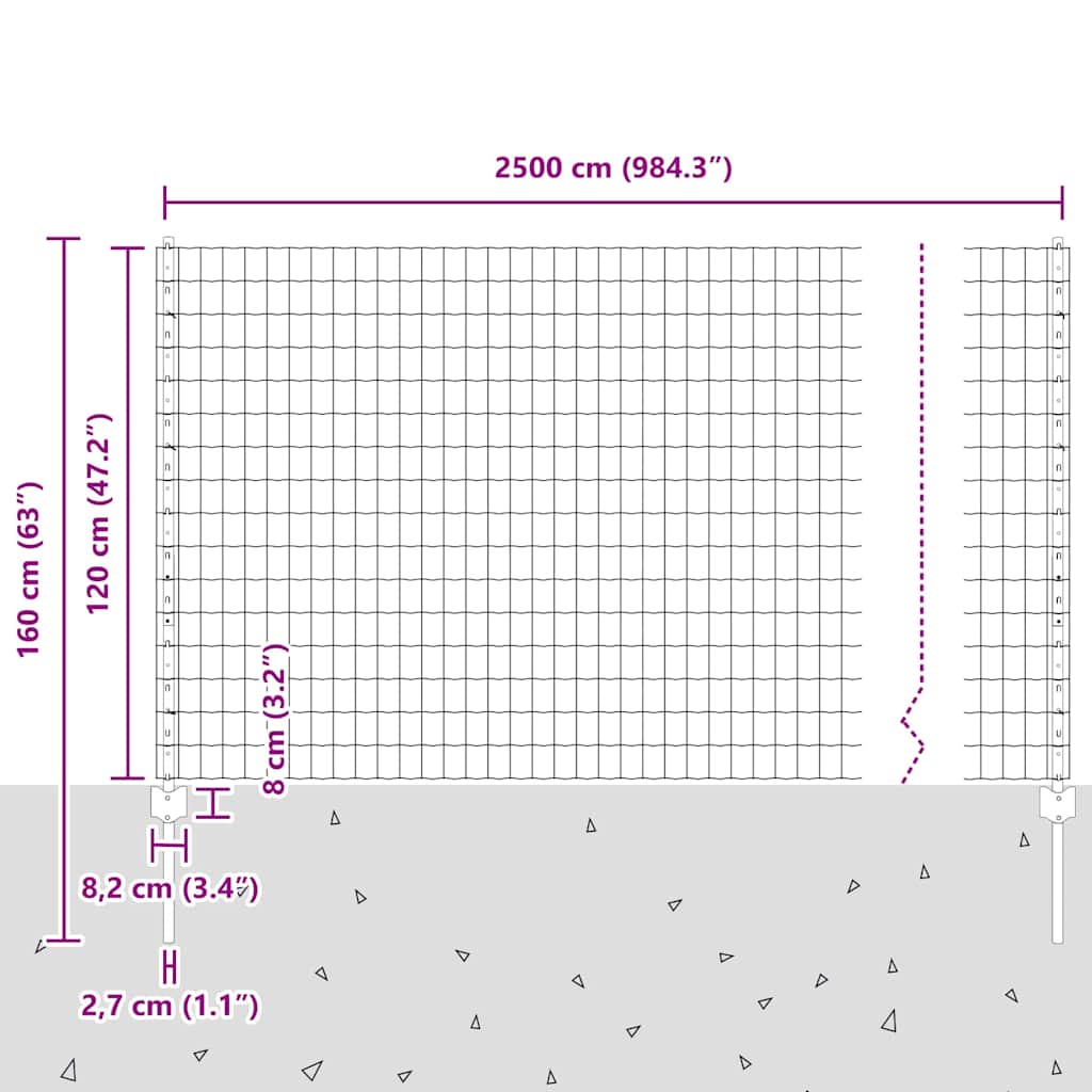 vidaXL Clôture avec poteaux gris 1,2 x 25 m Acier et PVC
