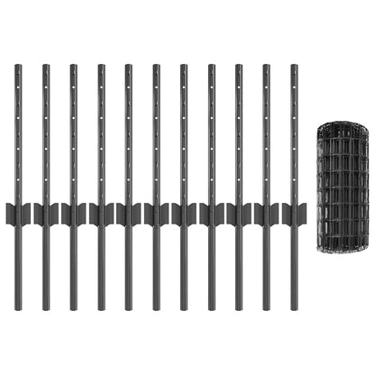 vidaXL Zaun mit Pfosten Grau 0,4 x 25 m Stahl und PVC