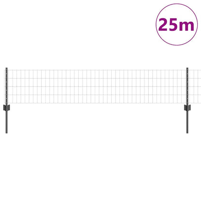 vidaXL Zaun mit Pfosten Grau 0,4 x 25 m Stahl und PVC