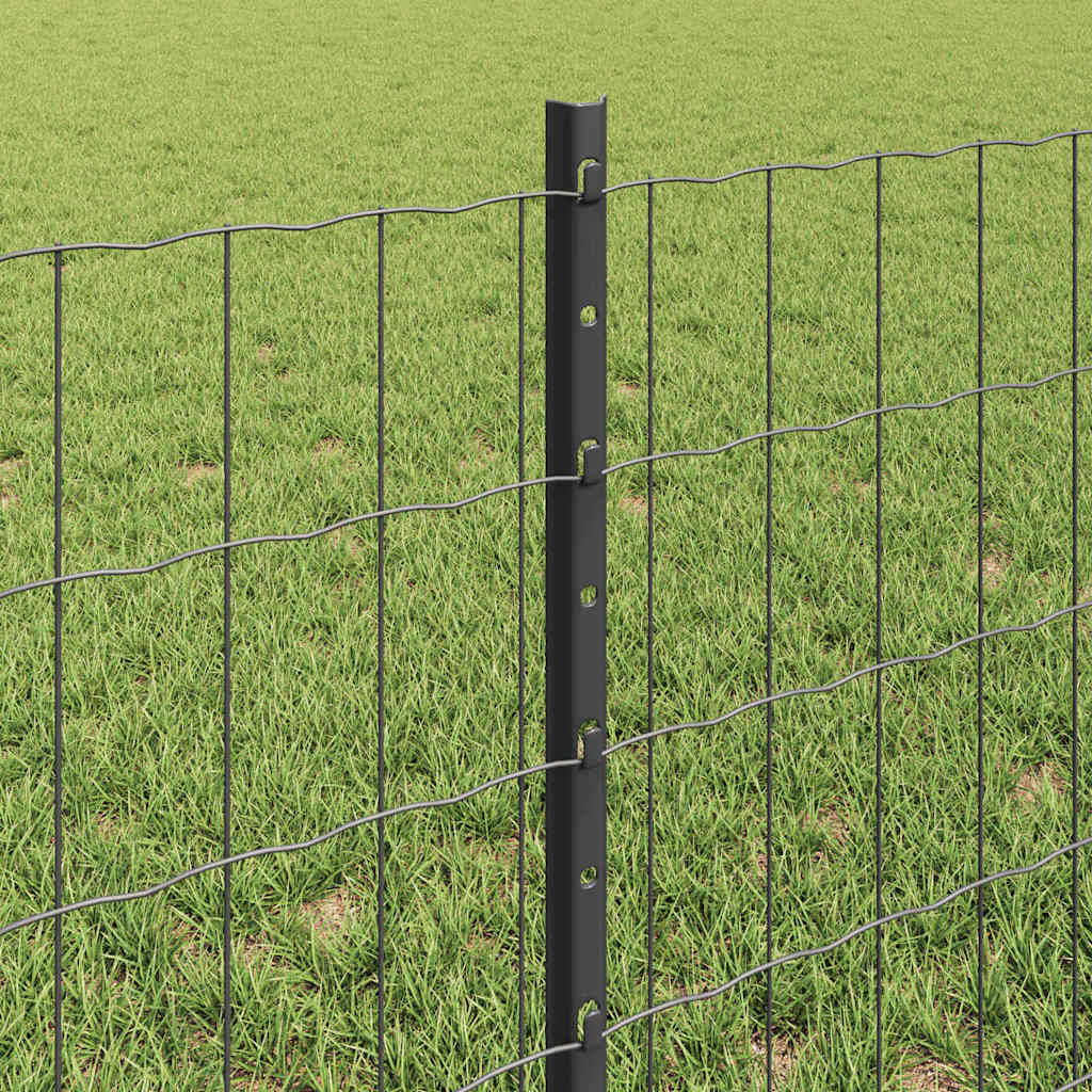 vidaXL Zaun mit Pfosten Grau 0,6 x 25 m Stahl und PVC