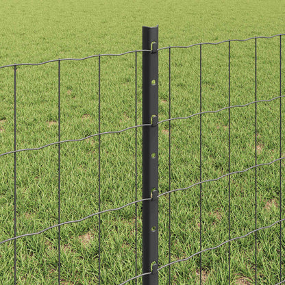 vidaXL Zaun mit Pfosten Grau 0,6 x 25 m Stahl und PVC