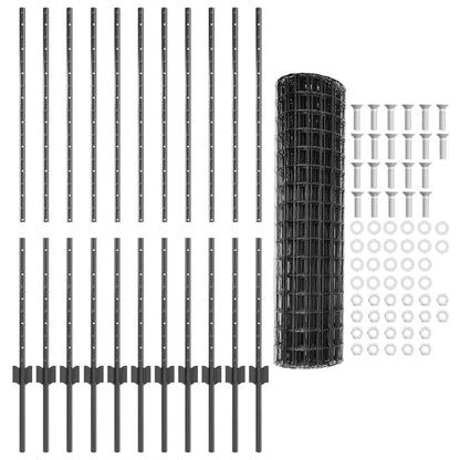 vidaXL Zaun mit Pfosten Grau 1,2 x 25 m Stahl und PVC