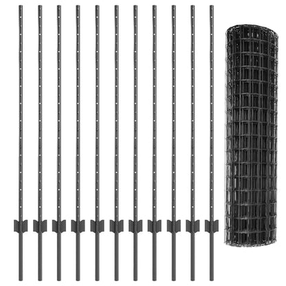 vidaXL Zaun mit Pfosten Grau 1,2 x 25 m Stahl und PVC