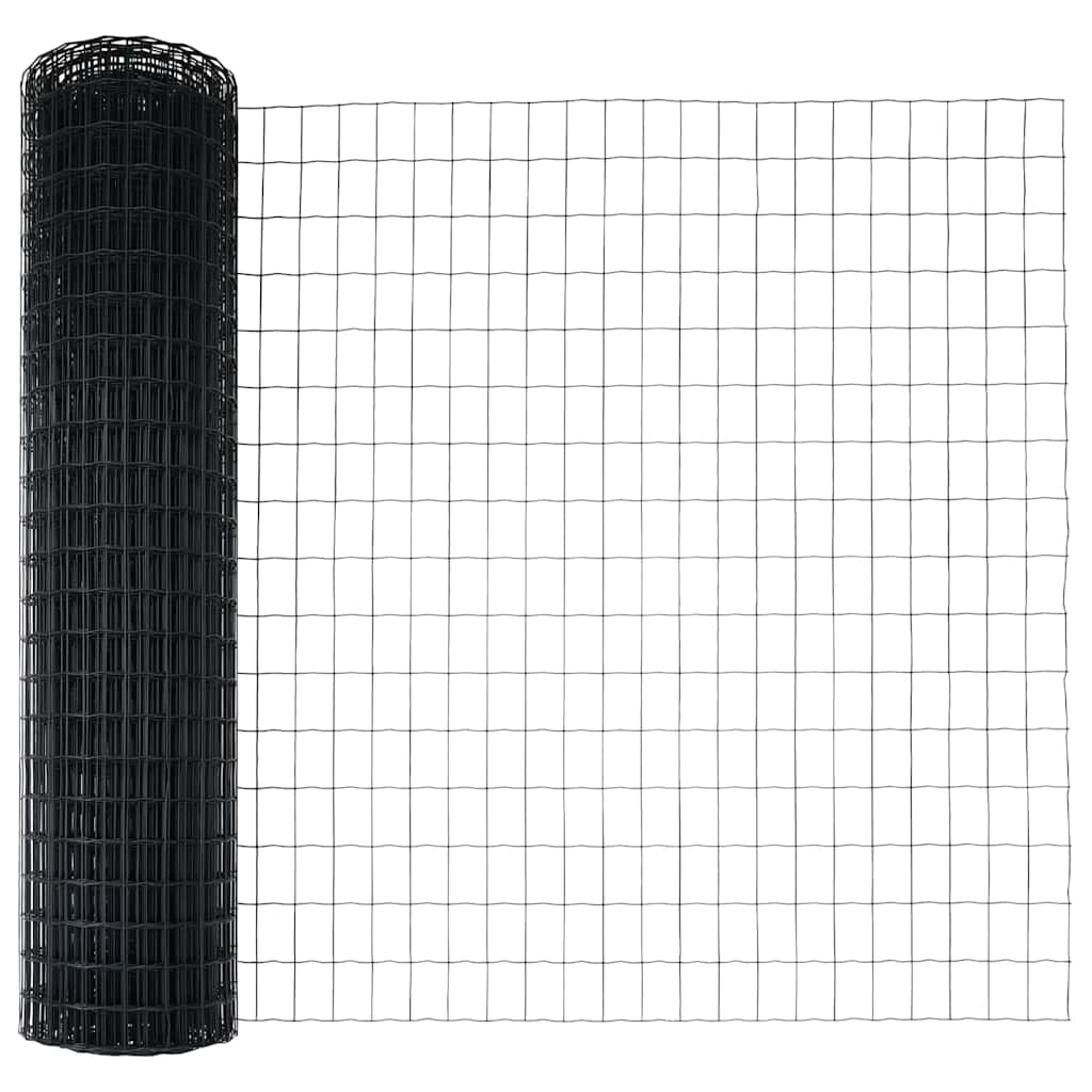 vidaXL Zaun mit Pfosten Grau 1,2 x 25 m Stahl und PVC
