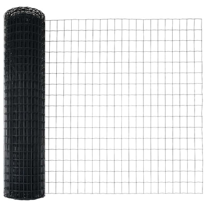 vidaXL Zaun mit Pfosten Grau 1,2 x 25 m Stahl und PVC