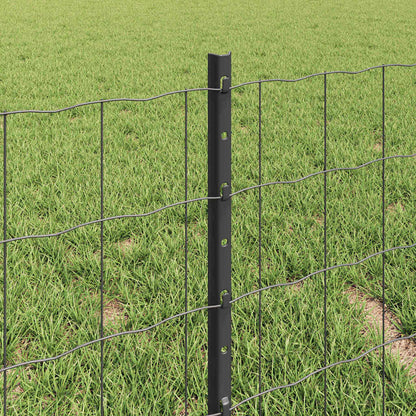 vidaXL Zaun mit Pfosten Grau 0,4 x 25 m Stahl und PVC