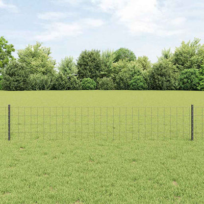 vidaXL Zaun mit Pfosten Grau 0,4 x 25 m Stahl und PVC
