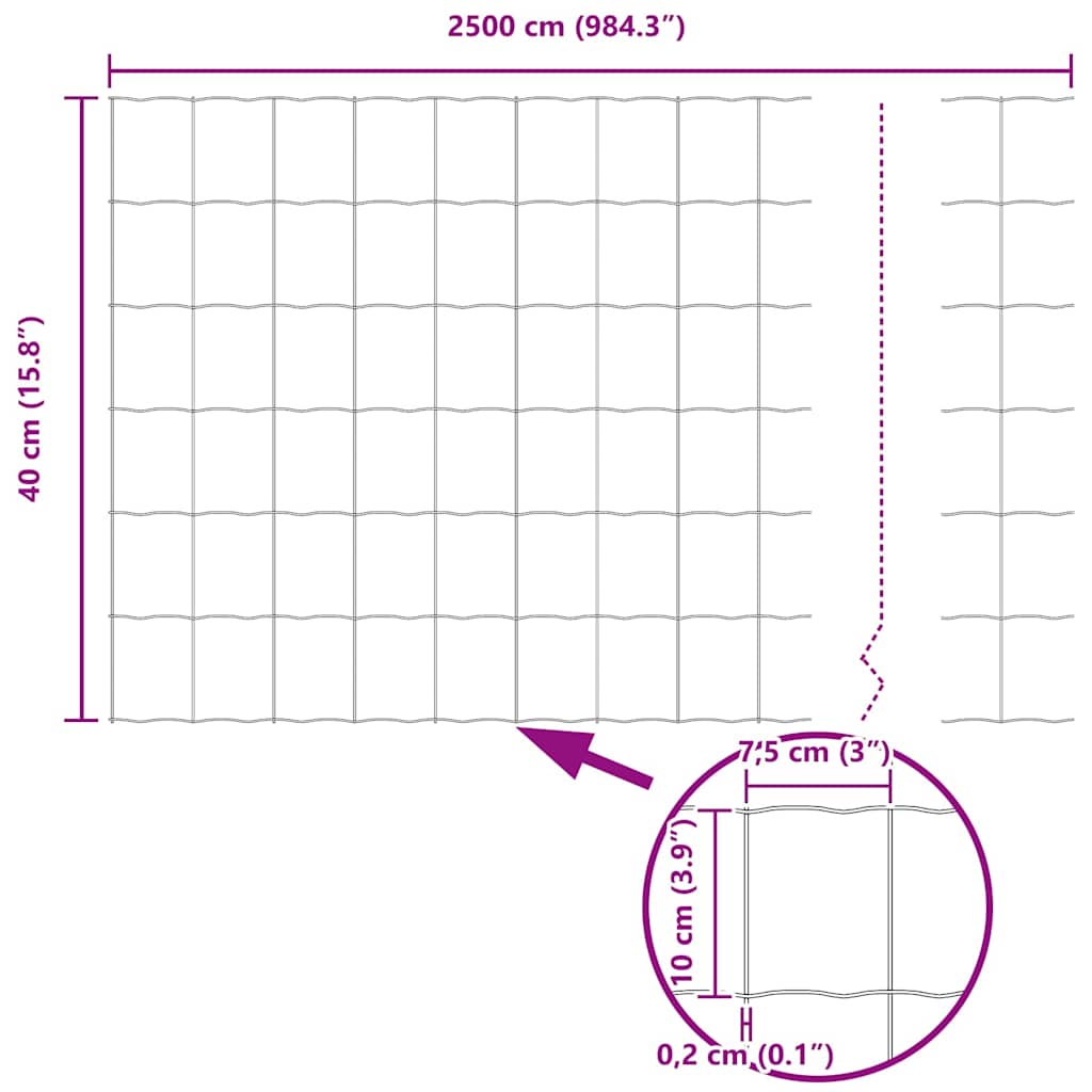 vidaXL Zaun mit Pfosten Grau 0,4 x 25 m Stahl und PVC