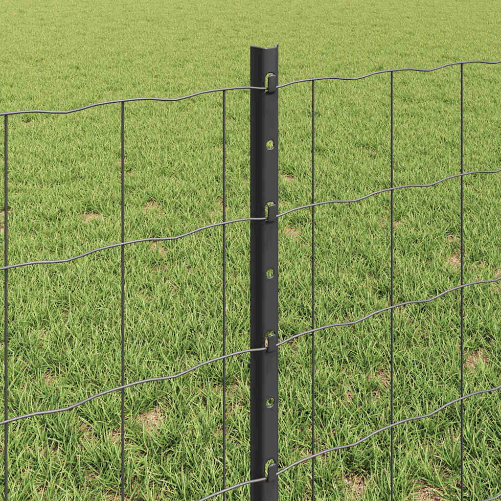 vidaXL Zaun mit Pfosten Grau 0,6 x 25 m Stahl und PVC