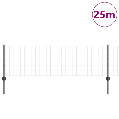 vidaXL Zaun mit Pfosten Grau 0,6 x 25 m Stahl und PVC
