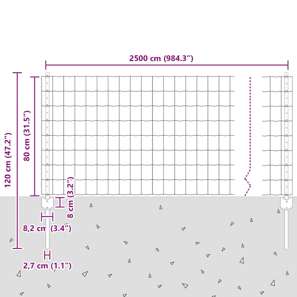 vidaXL Clôture avec poteaux gris 0,8 x 25 m acier et PVC