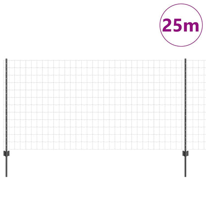 vidaXL Clôture avec poteaux Gris 1,2 x 25 m Acier et PVC