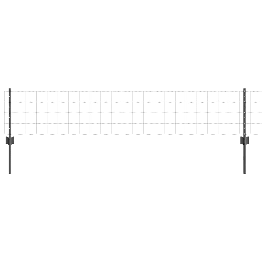 vidaXL Zaun mit Pfosten Grau 0,4 x 25 m Stahl und PVC